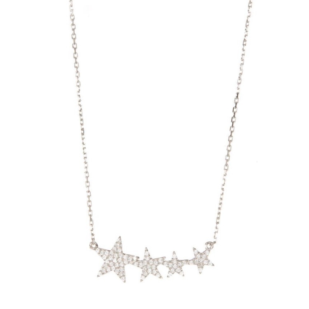 Brand New Adorina White Rhodium Plated Crystal Accented Shooting Star Necklace